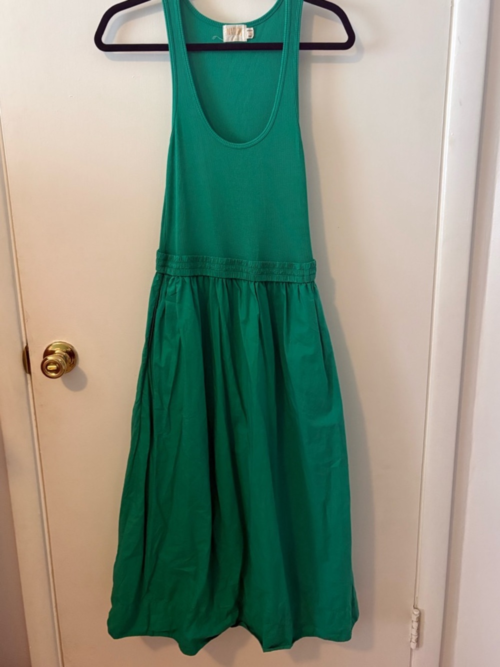 NATION green midi tank dress with pockets